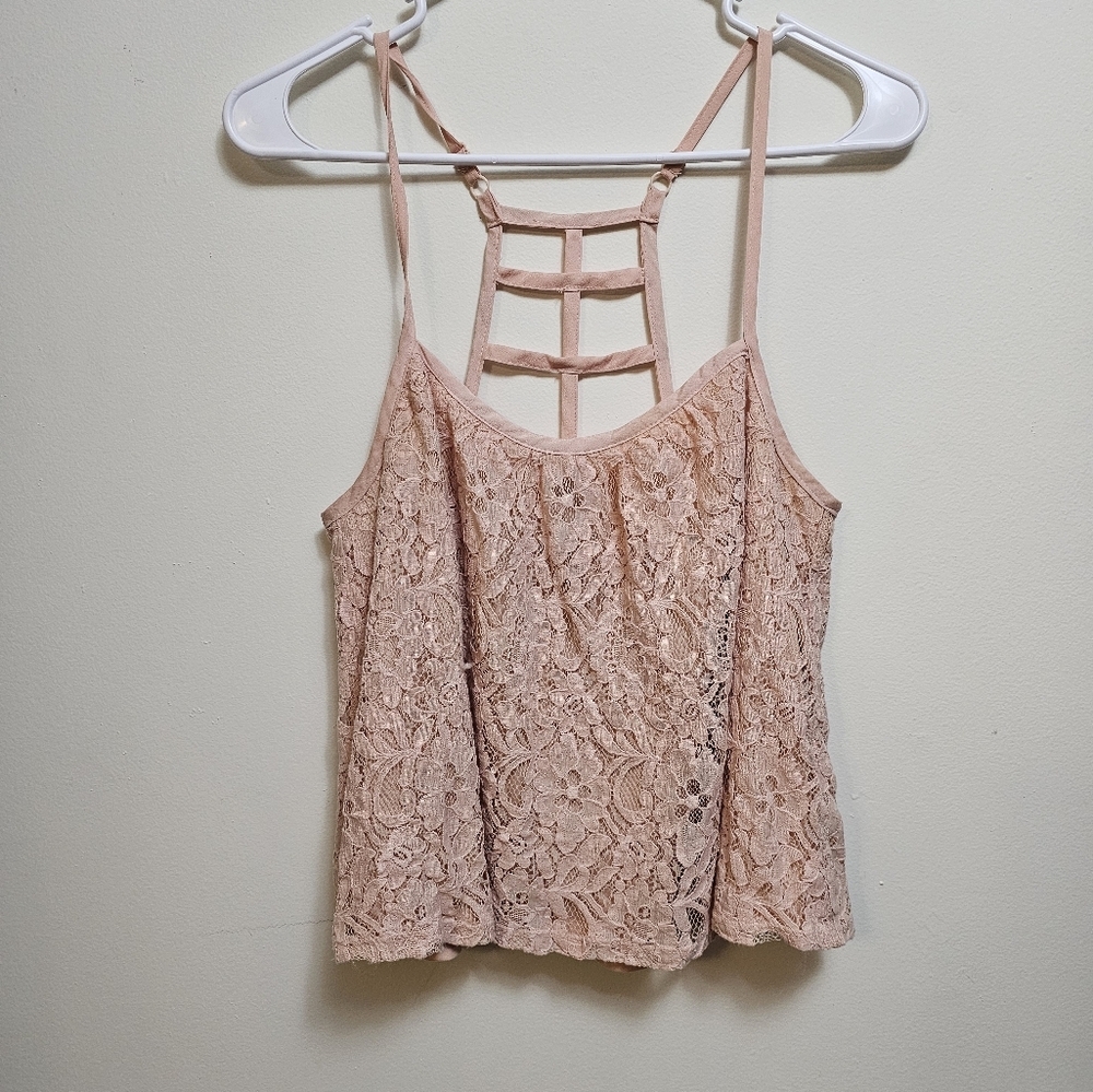 Full‎ Tilt Large peach floral cropped cami tank